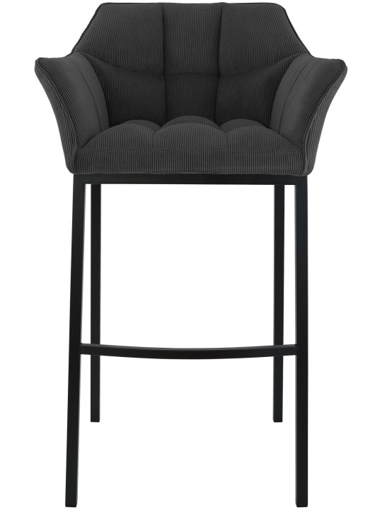 Banqueta alta Damaso B Cord com estrutura de 4 pés, cinza escuro