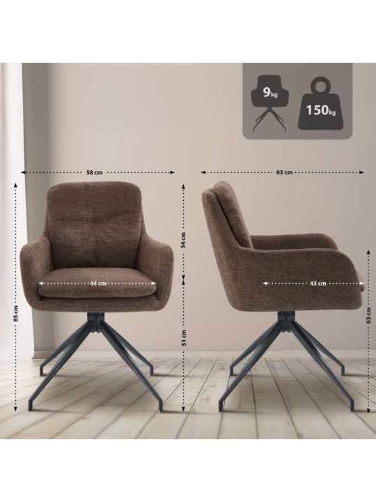 Cadeira de jantar tecido Pickett, castanho Cadeira de jantar tecido Pickett, castanho