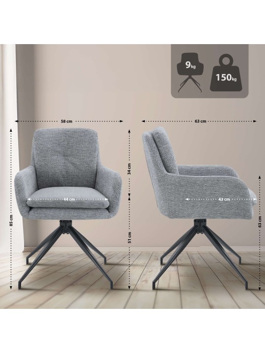 Cadeira de jantar tecido Pickett, cinza