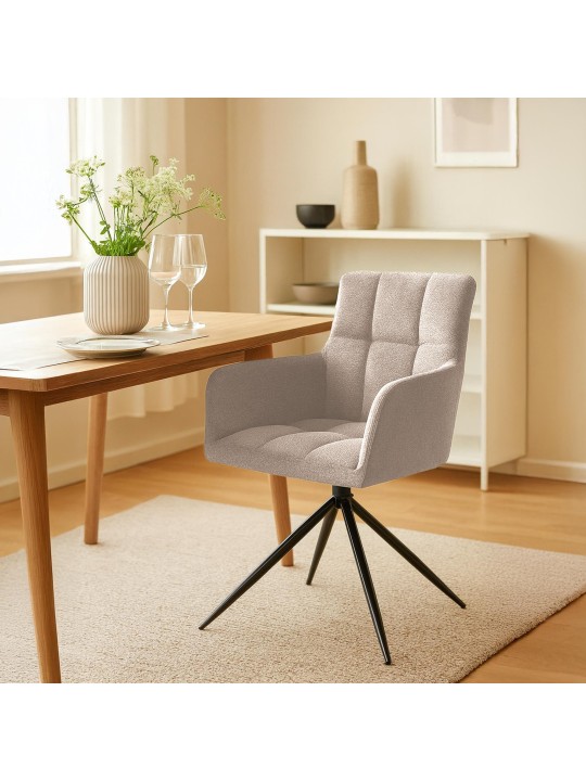 Cadeira da sala de jantar tecido Jonah, castanho claro