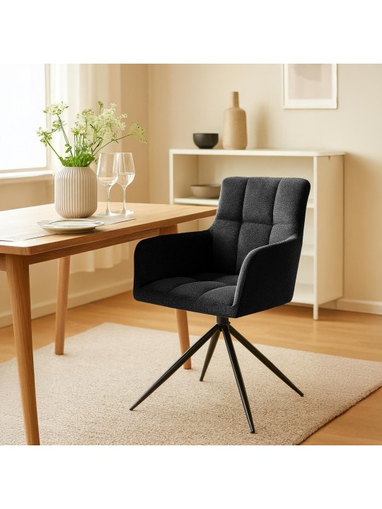 Cadeira da sala de jantar tecido Jonah, preto