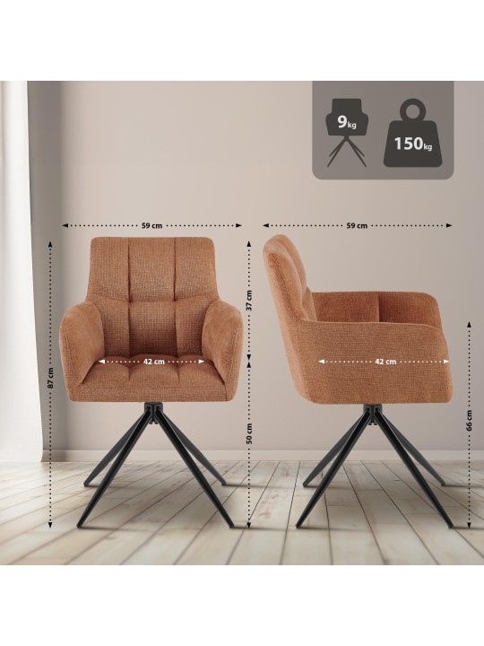 Cadeira da sala de jantar tecido Jonah, laranja