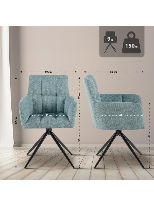 Cadeira da sala de jantar tecido Jonah, turquesa Cadeira da sala de jantar tecido Jonah, turquesa