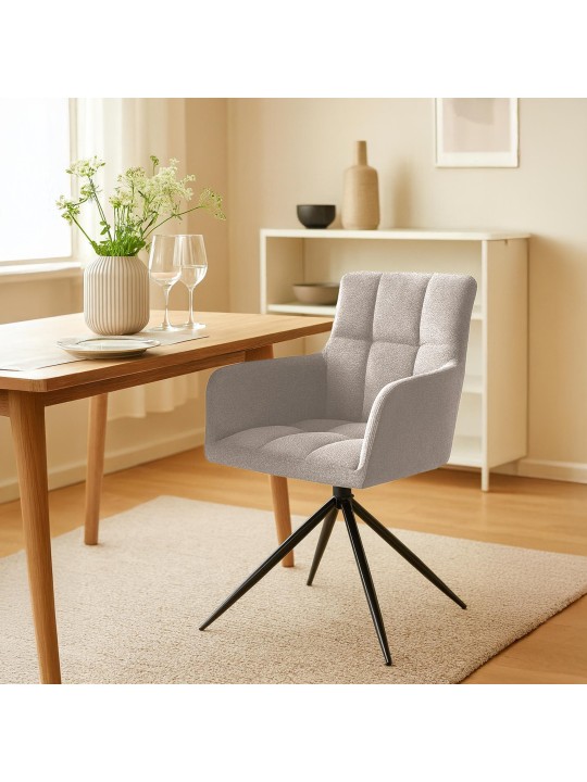 Conjunto de 2 cadeiras de jantar Jonah em tecido, taupe Conjunto de 2 cadeiras de jantar Jonah em tecido, taupe