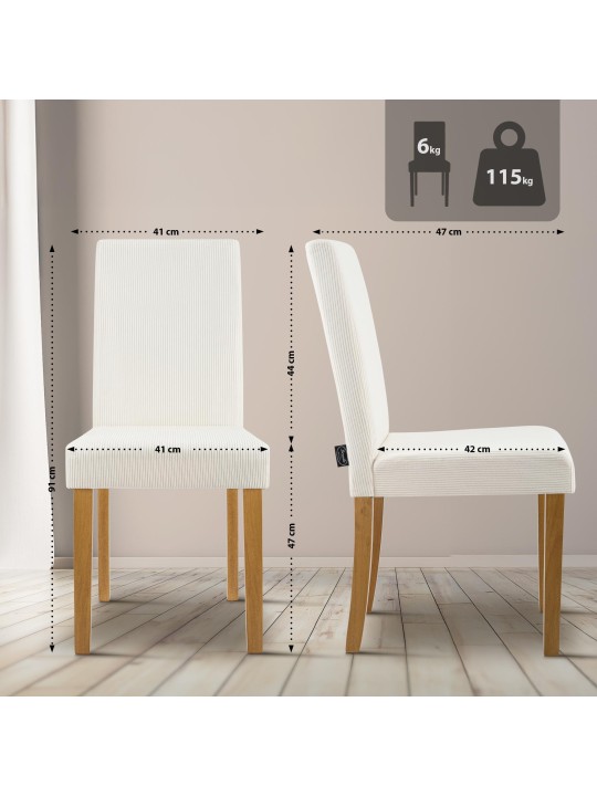 Cadeira da sala de jantar Ina Cord luz antiga, creme