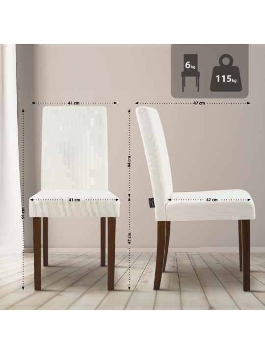 Cadeira da sala de jantar Ina Cord antigo escuro, creme