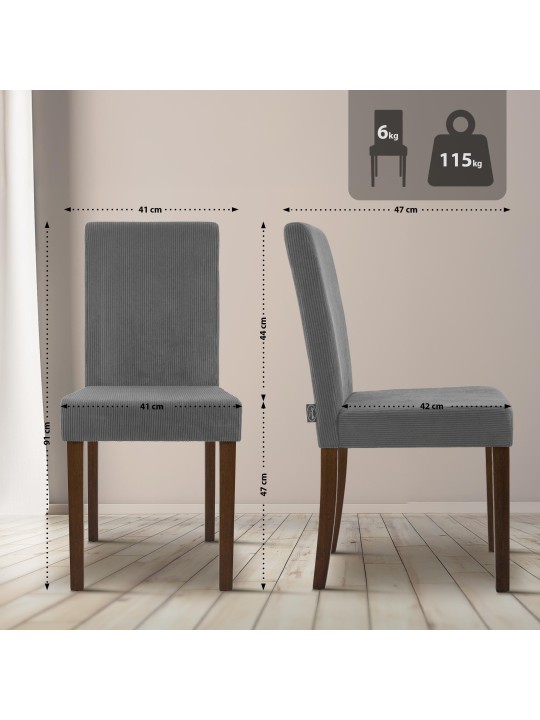 Cadeira da sala de jantar Ina Cord antigo escuro, cinza