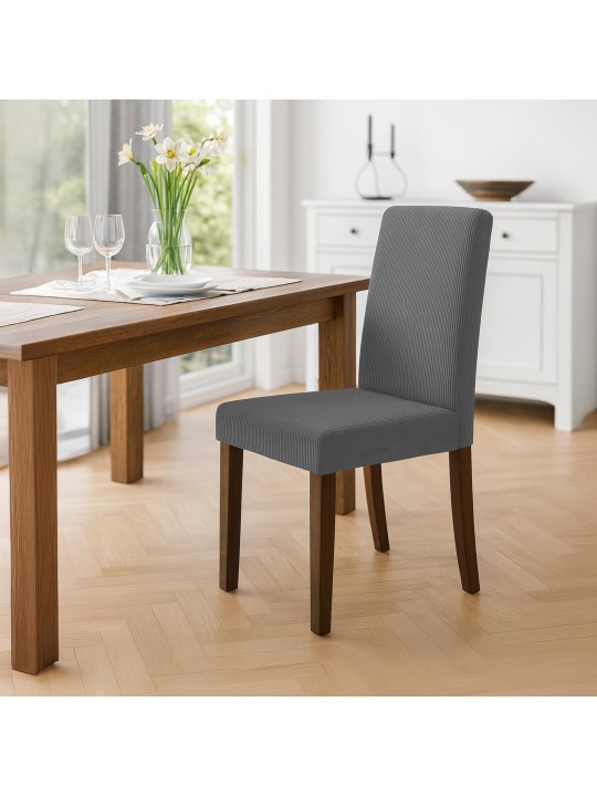 Cadeira da sala de jantar Ina Cord antigo escuro, cinza