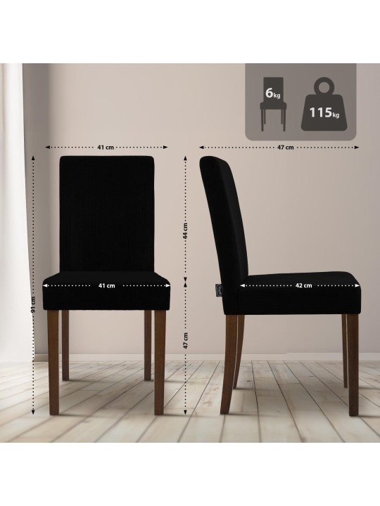 Cadeira da sala de jantar Ina Cord antigo escuro, preto