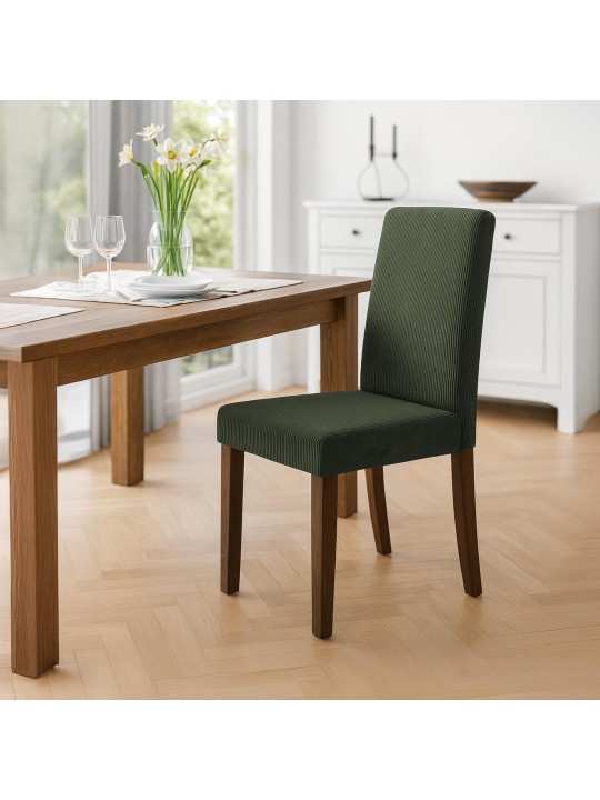 Cadeira da sala de jantar Ina Cord antigo escuro, verde