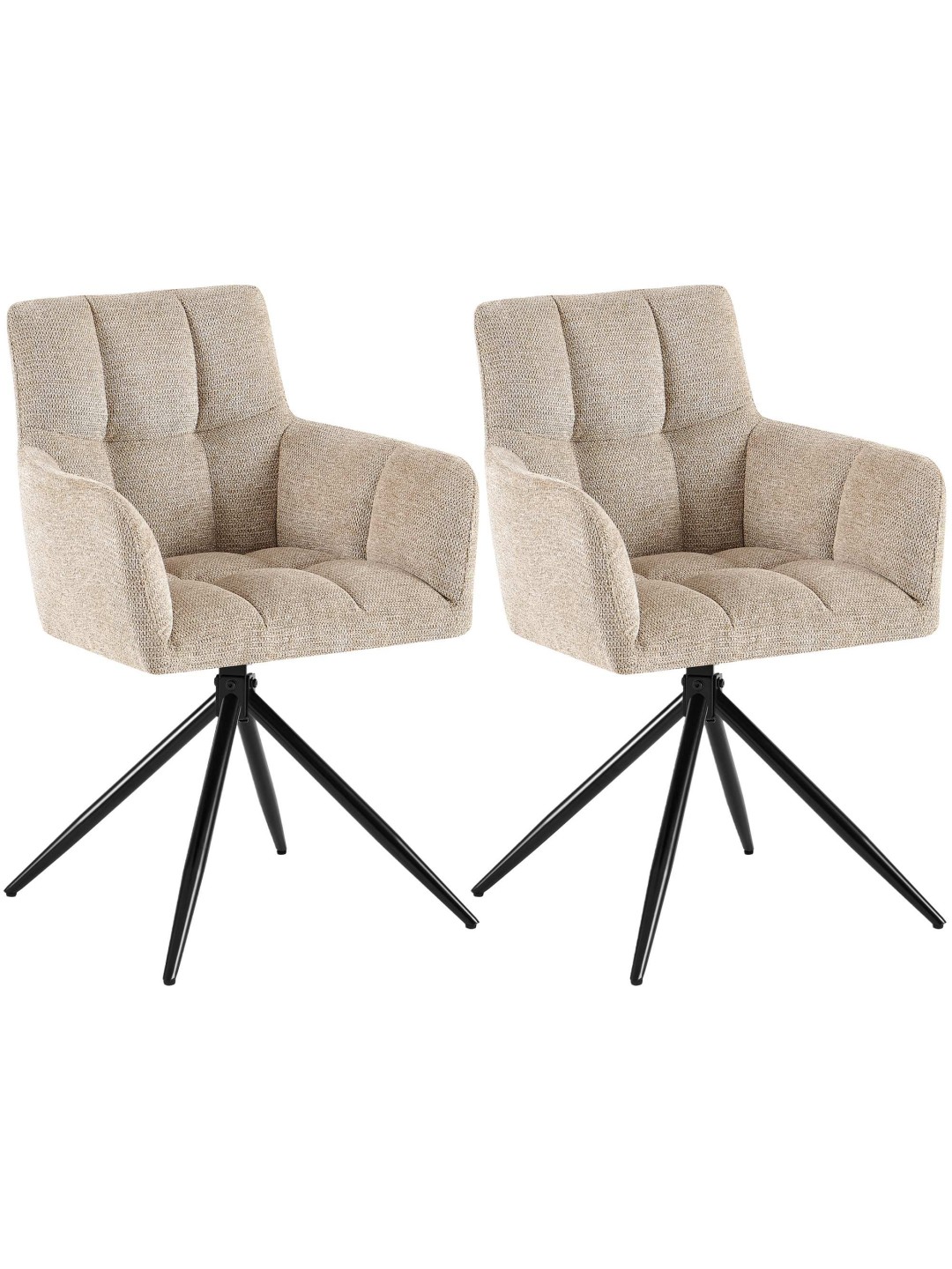 Conjunto de 2 cadeiras de jantar Jonah em tecido, castanho claro