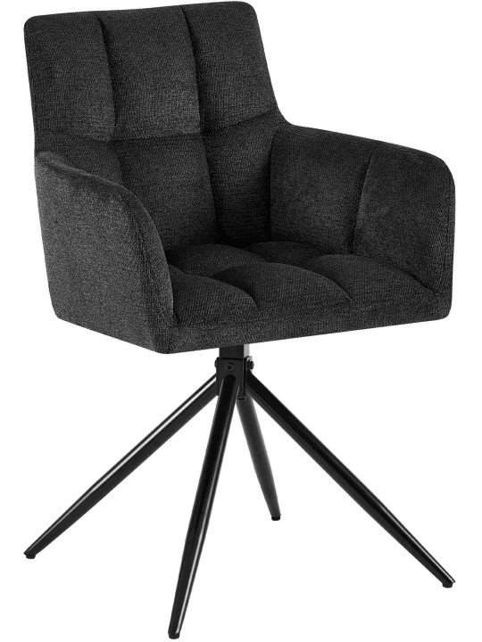 Conjunto de 2 cadeiras de jantar Jonah em tecido, preto