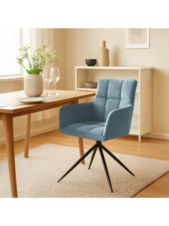 Conjunto de 2 cadeiras de jantar Jonah em tecido, turquesa