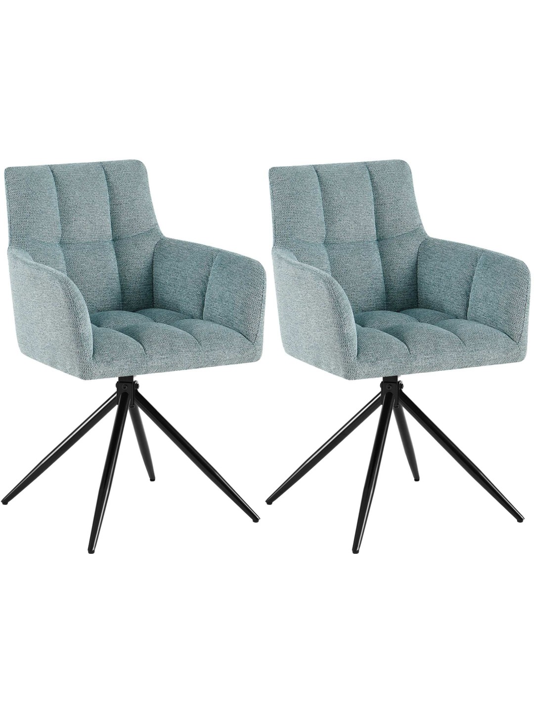 Conjunto de 2 cadeiras de jantar Jonah em tecido, turquesa