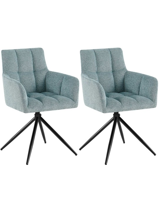 Conjunto de 2 cadeiras de jantar Jonah em tecido, turquesa