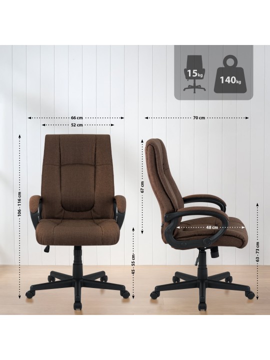 Cadeira de escritório XL tecido Sparta, castanho