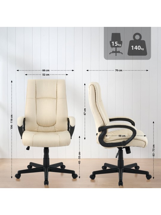 Cadeira de escritório XL tecido Sparta, creme