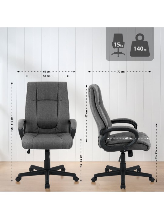 Cadeira de escritório XL tecido Sparta, cinza escuro
