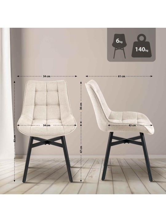 Cadeira Colby tecido, creme