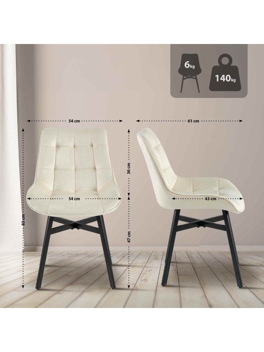Cadeira Colby veludo, creme Cadeira Colby veludo, creme