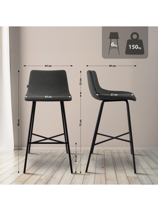 Banqueta alta tecido Altona, cinza escuro