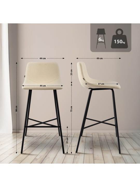 Banqueta alta tecido Altona, creme