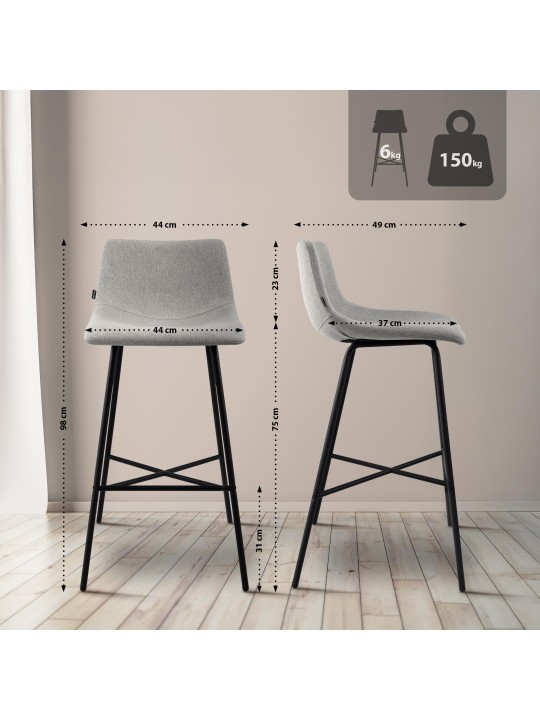 Banqueta alta tecido Altona, cinza Banqueta alta tecido Altona, cinza