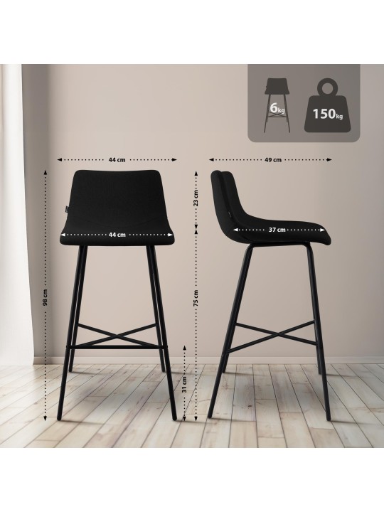 Banqueta alta tecido Altona, preto