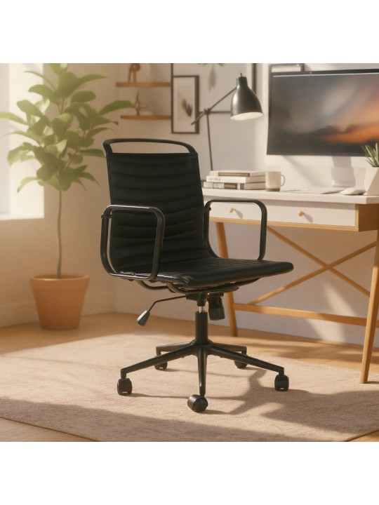 Cadeira de escritório Bakers de couro sintético, preto