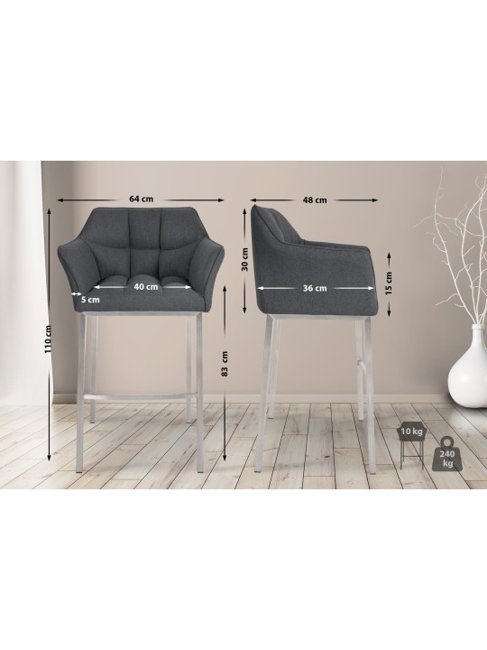 Banqueta alta Damaso E em feltro com estrutura de 4 pés, cinza Banqueta alta Damaso E em feltro com estrutura de 4 pés, cinza