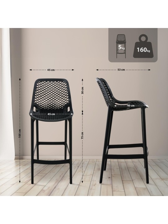 Conjunto de 2 bancos altos Air, preto Conjunto de 2 bancos altos Air, preto