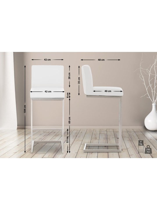 Conjunto de 2 bancos altos Paros em pele sintética, branco