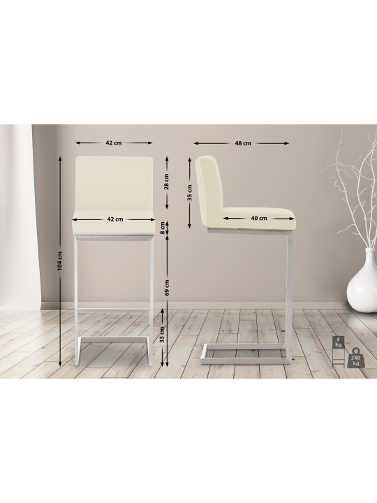 Conjunto de 2 bancos altos Paros em pele sintética, creme