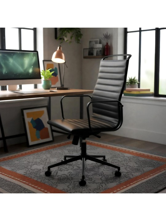 Cadeira de escritório Nelson em pele sintética, preto