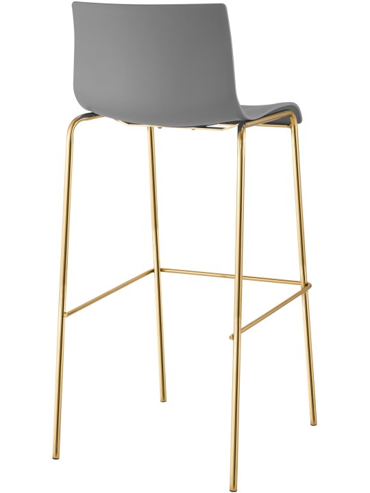 Banqueta alta Hoover plástico 4 pés dourado, cinza