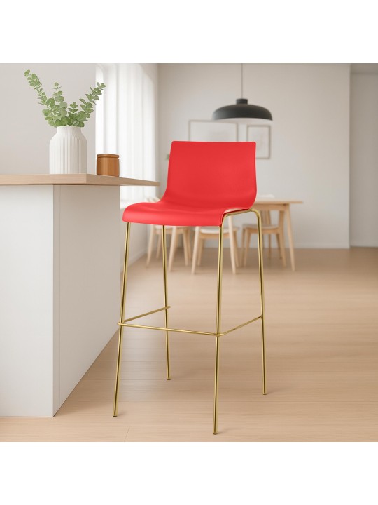 Banqueta alta Hoover plástico 4 pés dourado, vermelho Banqueta alta Hoover plástico 4 pés dourado, vermelho