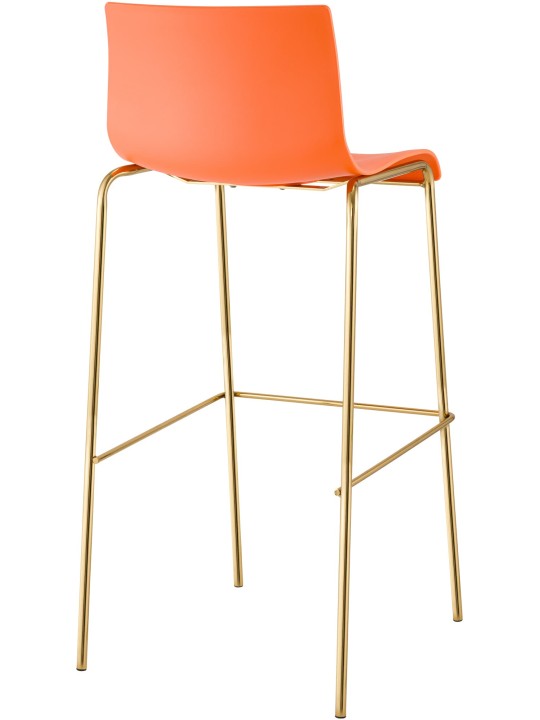 Banqueta alta Hoover plástico 4 pés dourado, laranja