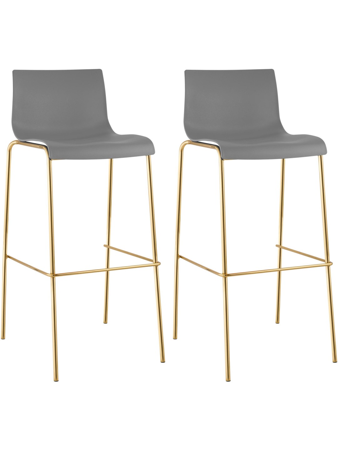 Conjunto de 2 bancos altos de plástico Hoover de 4 pés dourados, cinza