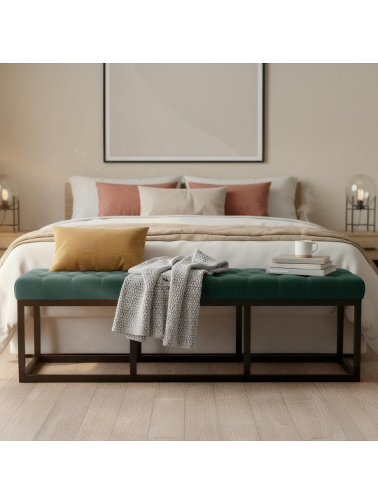 Banco Polson veludo 150 cm, verde