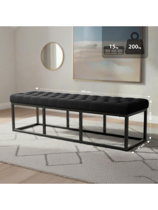 Banco Polson veludo 150 cm, preto Banco Polson veludo 150 cm, preto