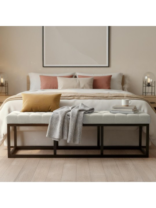 Banco Polson veludo 150 cm, creme Banco Polson veludo 150 cm, creme