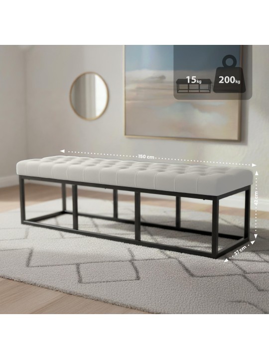 Banco Polson veludo 150 cm, creme Banco Polson veludo 150 cm, creme