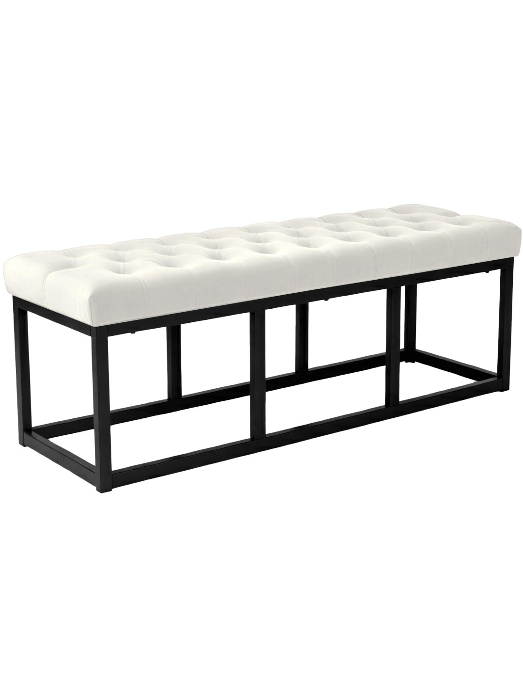 Banco de veludo Polson 120 cm, creme