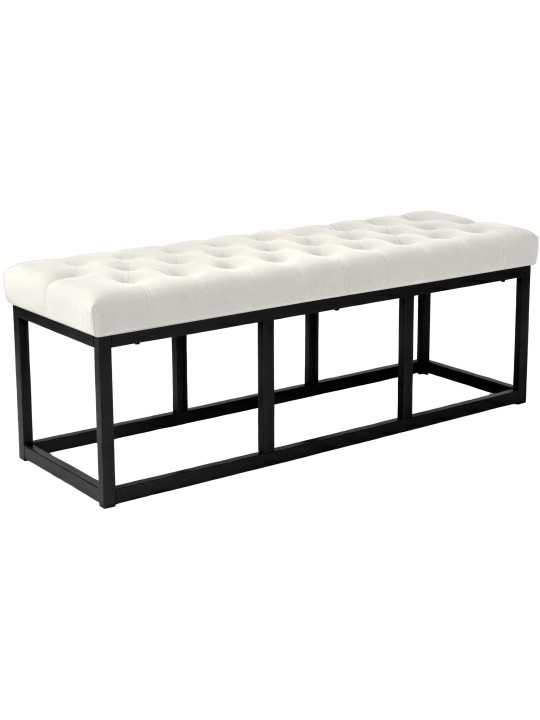 Banco de veludo Polson 120 cm, creme Banco de veludo Polson 120 cm, creme