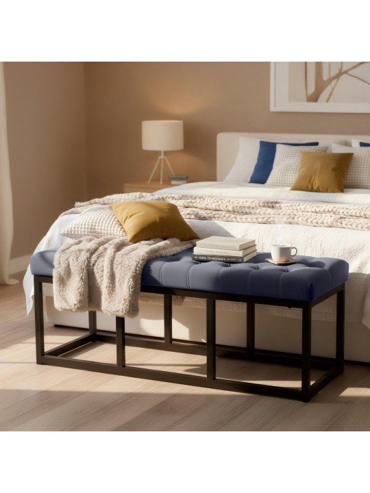 Banco de veludo Polson 120 cm, cinza Banco de veludo Polson 120 cm, cinza