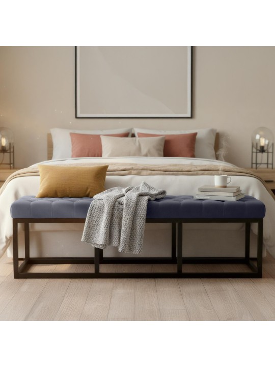 Banco Polson veludo 150 cm, cinza