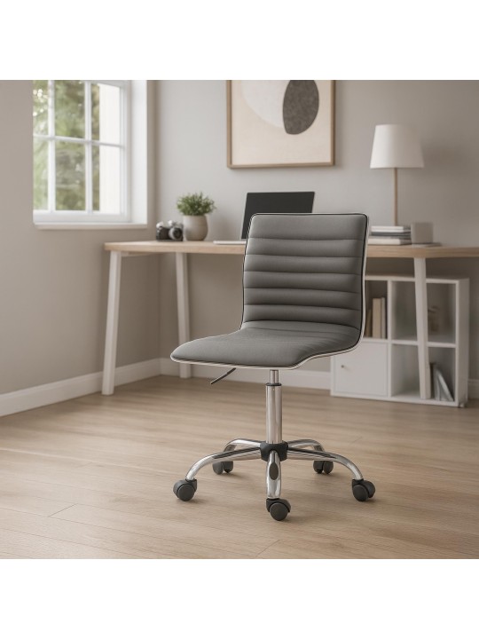 Banqueta de trabalho Alamosa em couro sintético, cinza