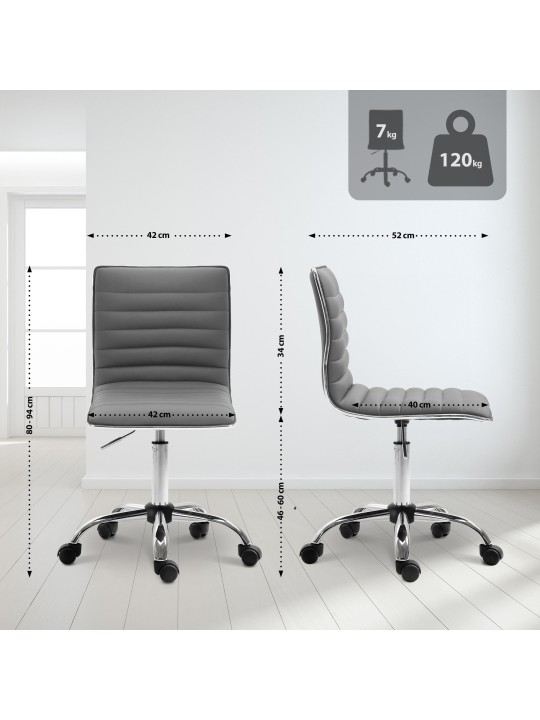 Banqueta de trabalho Alamosa em couro sintético, cinza
