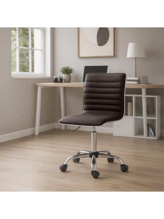 Banqueta de trabalho Alamosa em couro sintético, castanho