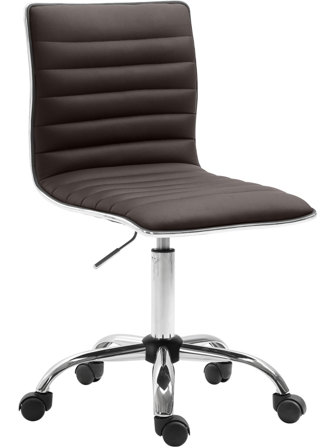 Banqueta de trabalho Alamosa em couro sintético, castanho